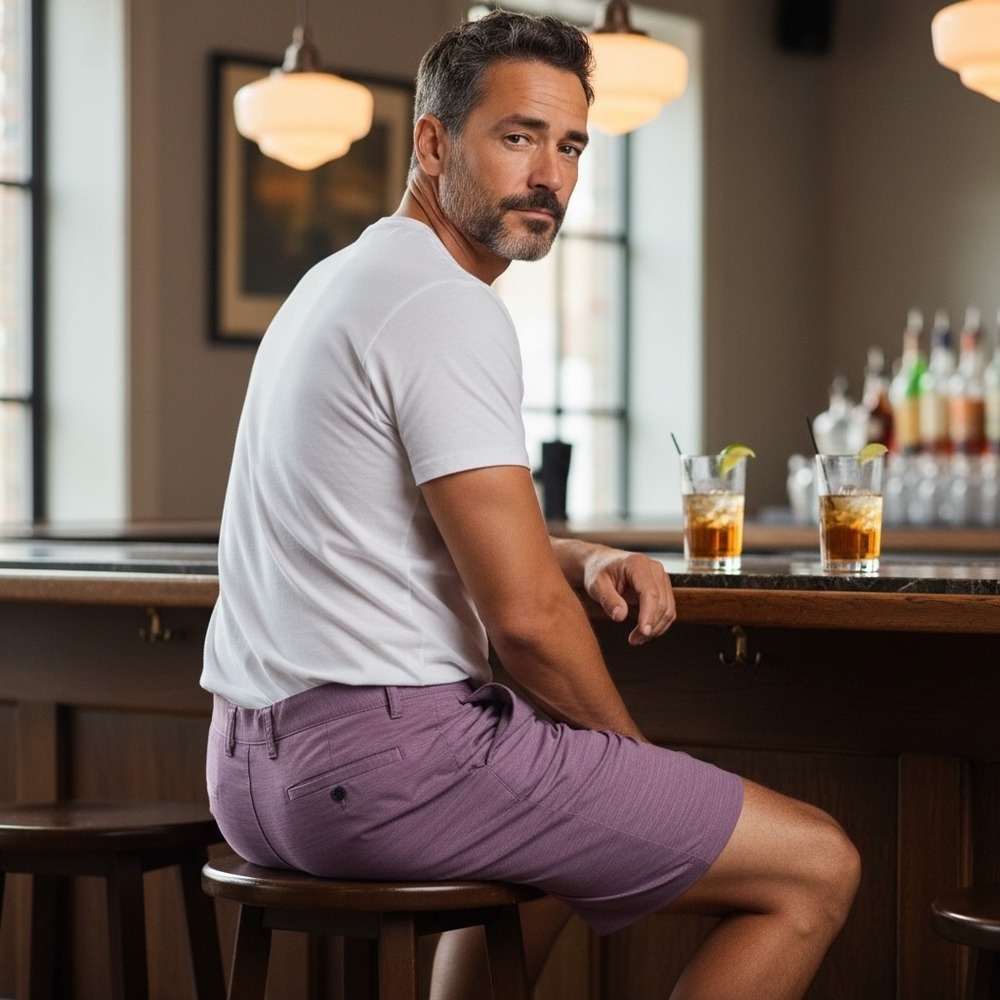 VRST Mens Limitless 8‎ Inch Chino Shorts Purple Heather Stretch Golf Size 30
